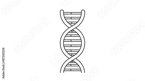 A simple black and white illustration depicting the double helix structure of deoxyribonucleic acid