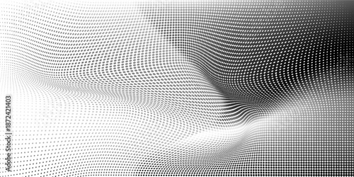 Grunge halftone dots pattern texture 
background. Modern dotted  illustration. Abstract curves. Points backdrop. Grungy spotted pattern. Monochrome template for web design, covers, web sites, banners