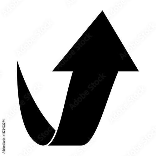 カーブして上昇する矢印