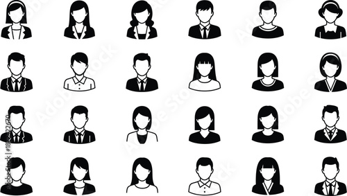 Silhouette of diverse group of people in business attire male and female