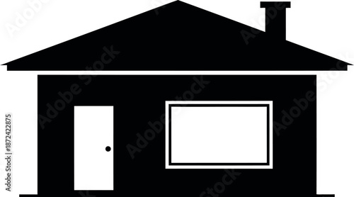 Minimalist black and white house silhouette
