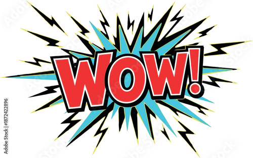 Expressive wow! illustration with radiant burst