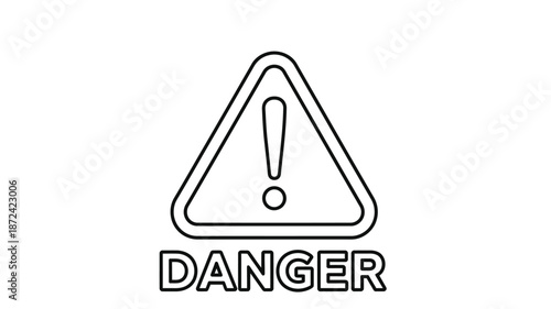 Simple black and white illustration of a warning sign with an exclamation point inside