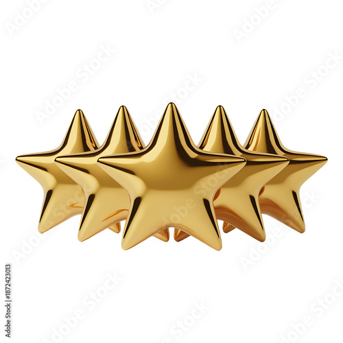 Five golden stars rating for customer review excellence and success isolated PNG
