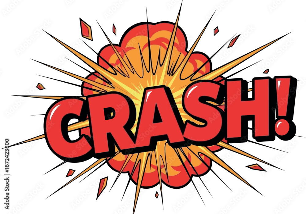 Naklejka premium Dramatic explosion with the word crash!