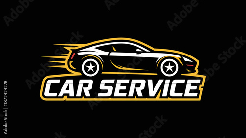 Car Service Logo Design with Sports Car Icon