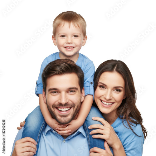 Happy family portrait isolated on transparent background