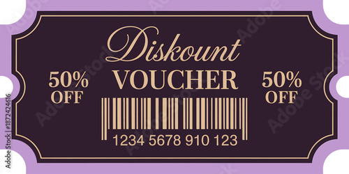 Purple Discount Voucher with 50 Percent Off Offer