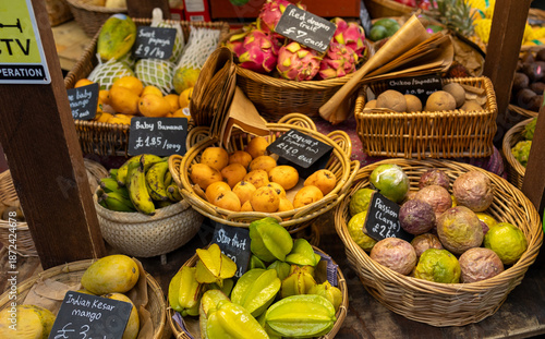 Exotic and Tropical fruits being sold at the famous Borough market in London