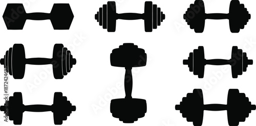Collection of dumbbell silhouettes