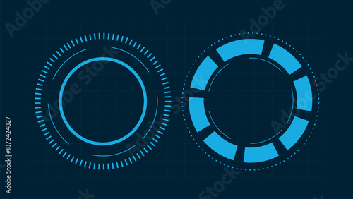 Futuristic frame HUD technology cyberpunk design element. Hud loading bars Vector set.