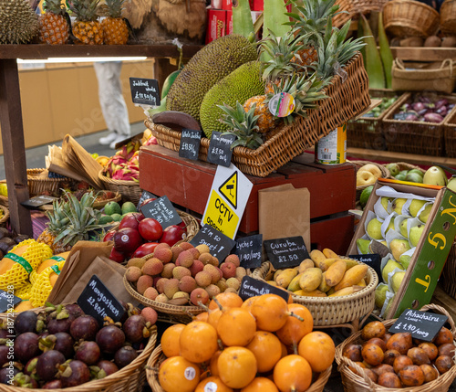 Exotic and Tropical fruits being sold at the famous Borough market in London