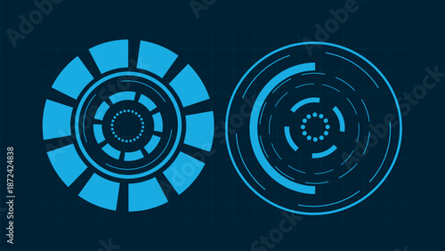 Futuristic frame HUD technology cyberpunk design element. Hud loading bars Vector set.