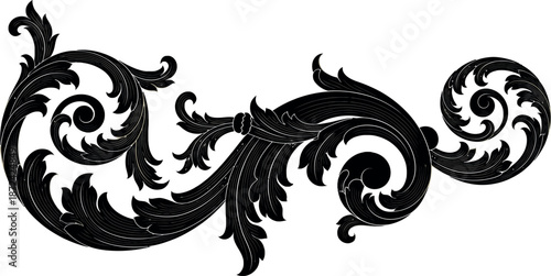 Intricate black and white scrollwork design