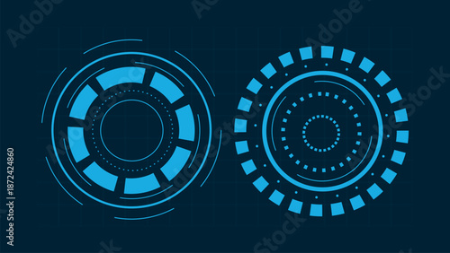 Futuristic frame HUD technology cyberpunk design element. Hud loading bars Vector set.