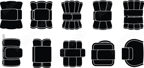 Collection of black and white buckle illustrations