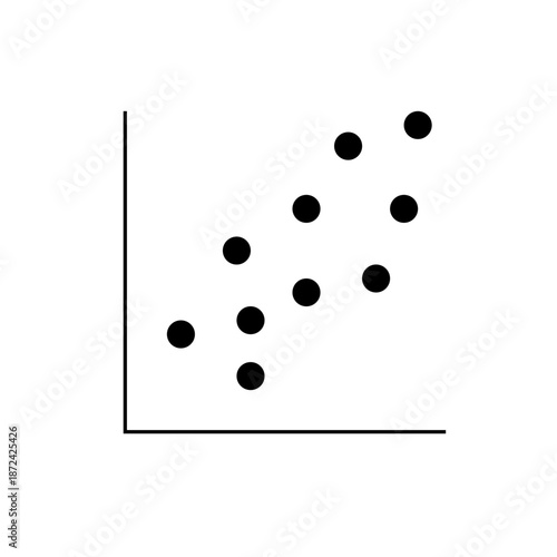 A minimalist vector graphic illustration of a scatter plot with dots on a coordinate axis