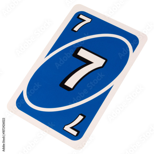 card play kid seven color blue isolated on white background