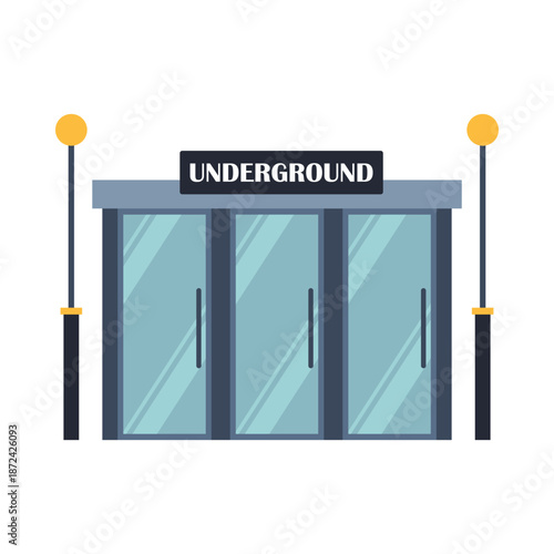 Flat Design Metro and Subway Icons for Public Transportation Systems