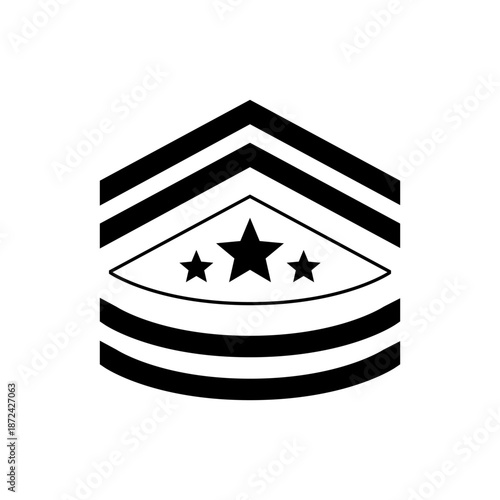 A minimalist vector graphic of a military rank insignia with three stars
