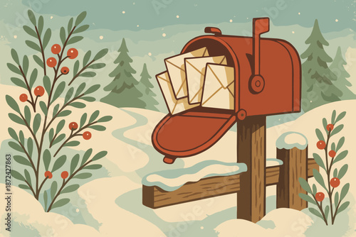 Any retro characters no atmosphere vector mailbox punctuation surrounded holiday fence icon