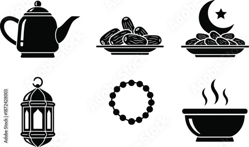 Ramadan kareem icons and symbols