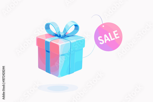 Soft icon shadows minimal geometry gift transparency reflections glossy vector floating gradient