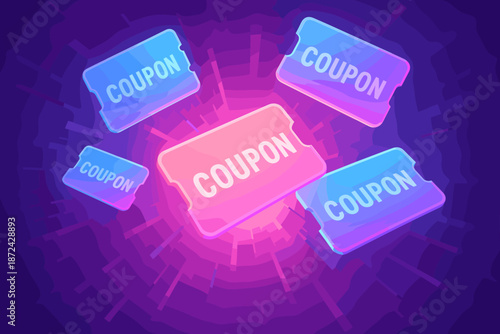 Coupons volumetric motion lighting illustration vector streaks icon neon soft flying