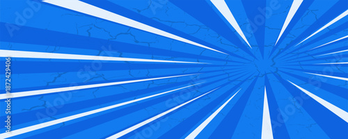 Blue comic sunburst effect background with halftone. Pop art comic-style vector background. Suitable for templates, sale banners, events, ads, web and pages