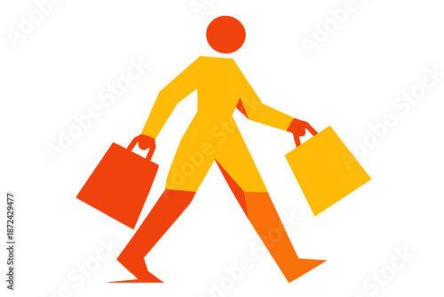 Red vector white shopper key edges geometric orange scene icon yellow sharp