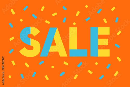 Blue sale icon celebration bright lemon vector geometry key color geometric blocking