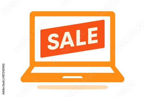 Minimal vector visual icon cherry bright geometric sale laptop orange red balance