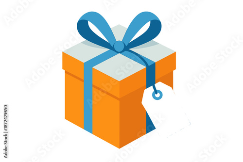 Flat gift minimal vector orange balance key simplicity geometric box icon blue