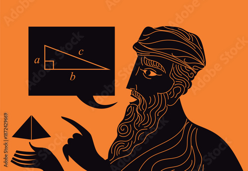 philosopher pythagoras discovering the triangle theorem