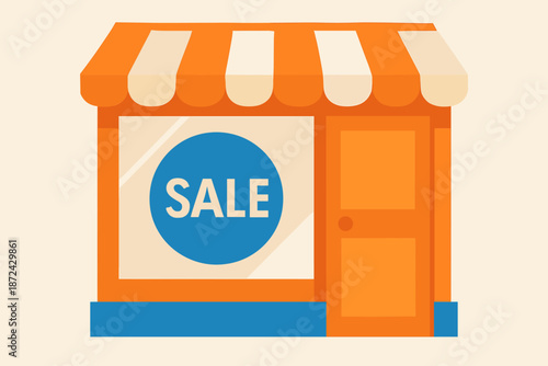 Clean blue contrast cool shapes shop vector icon minimal geometry white sale