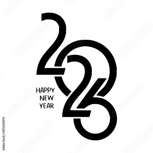 Contemporary graphic design featuring stylized numbers two zero two three and a heartfelt new year greeting, perfect for upcoming festive celebrations and seasonal messages