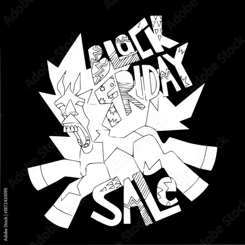 Black Friday Sale Illustration - A Stylized Representation of a Discount Event with Bold Typography