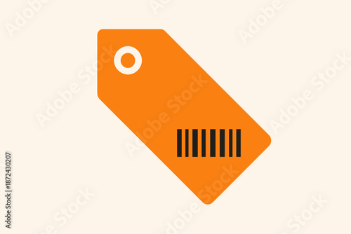 Vector geometric tones orange key icon geometry tag flat white minimal balanced