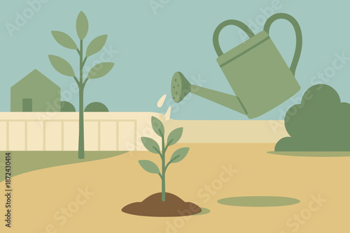 No labels sapling planting vector sky cohesive minimal eco planted icon backyard