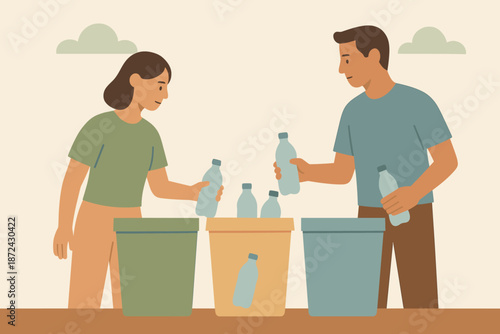 Recycling green captions negative no minimalist different icon bottles scene vector speech