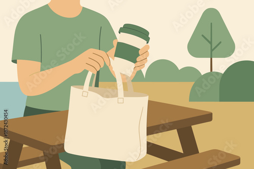 Cyrillic bag eco table minimalist icon off into tote speech vector no