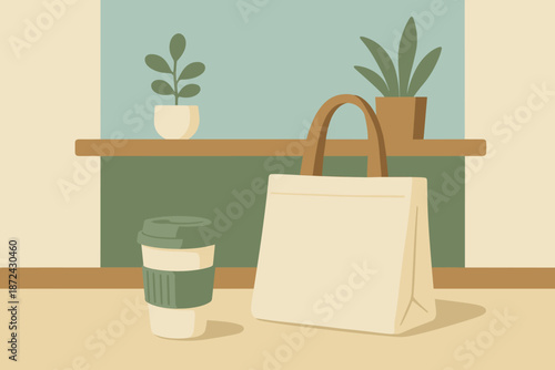 Illustration letters artistry workspace cyrillic eco sage style chinese text no vector