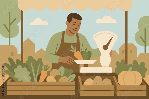 Urban farmers letters emojis icon text no minimalism geometric labels colors market