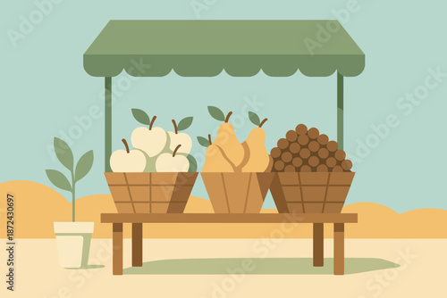 Vector minimalist farmers market text geometric warm cyrillic sand numbers icon no