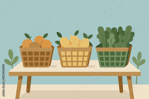 Geometric green vector lemons illustration eco warm market letters icon no style