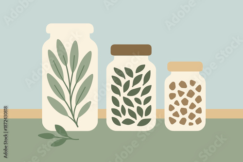 Marks icon jars vector tea kitchen brown geometric no speech spices minimalist