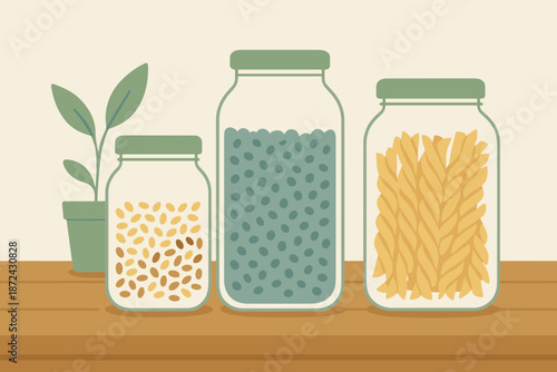 Jars minimalist friendly vector no cyrillic background icon filled warm green pasta