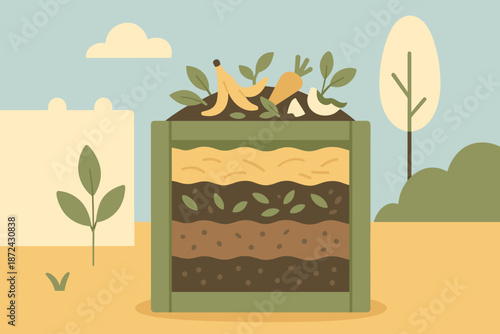 Colors soil labels text punctuation illustration composting vector friendly warm eco icon