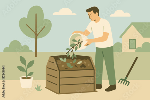 Soft icon characters vector no text cyrillic eco composting compost friendly flat