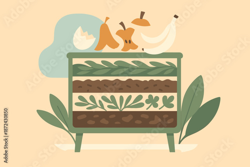 Icon marks letters illustration punctuation captions garden vector compost bins eco minimal